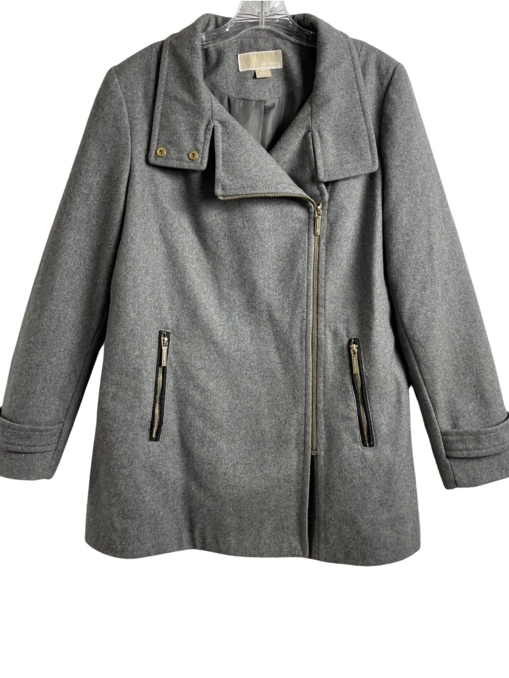 Michael Kors Gray Wool Blend Asymmetrical Zip Coat Sz 4-Thank Yourself in Winter - Picture 2 of 15